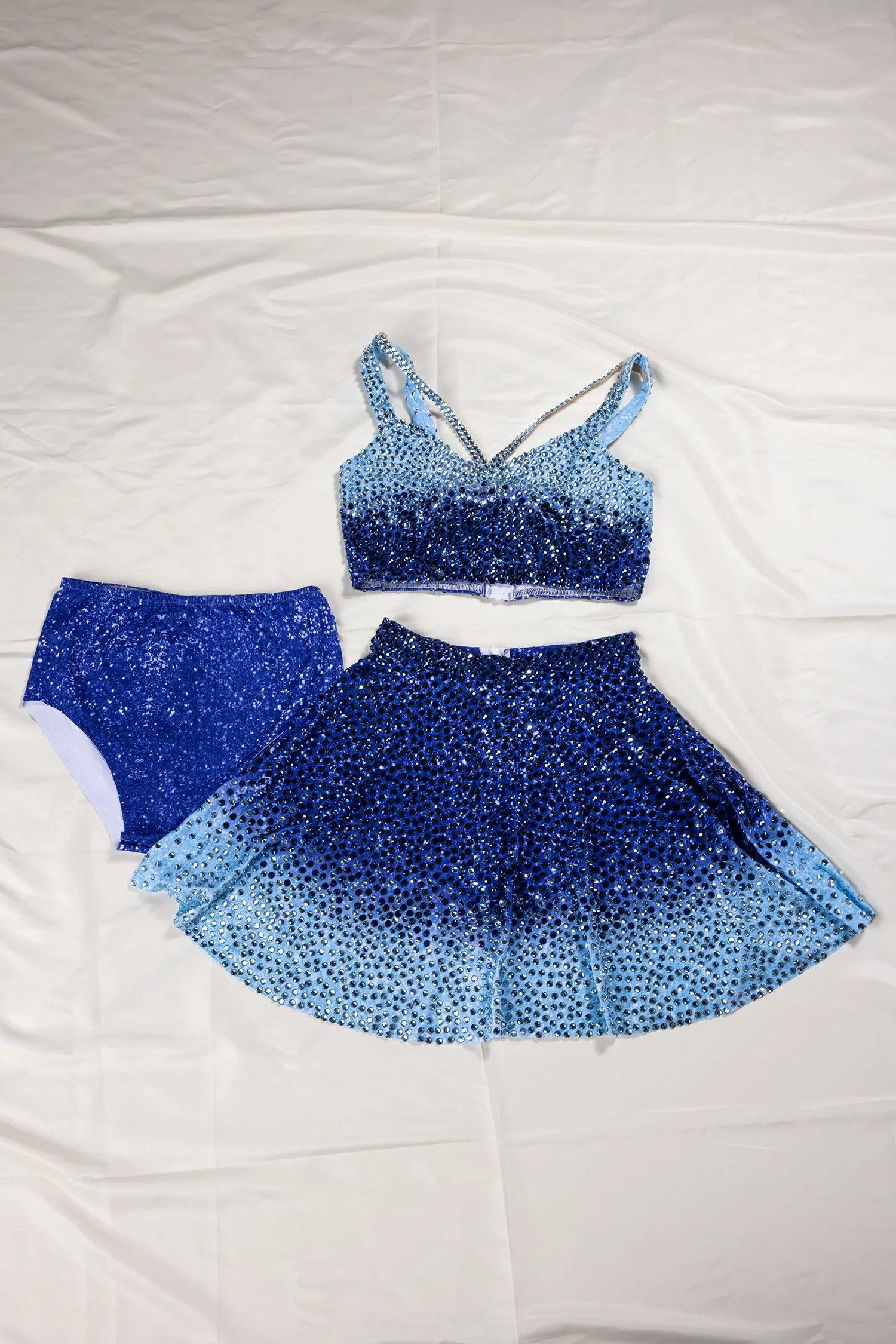 Pre-Sale Blythe Blue Rhinestone 3 Piece Skirt Set Acmefun