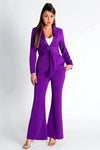 Sepheres Belted Pleat Blazer Set Acmefun