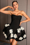 Karalatou Strapless 3D Flower Puffy Mini Dress Acmefun