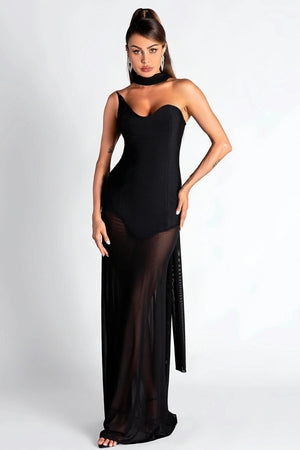 Paki Mesh Draped Bandage Dress Acmefun