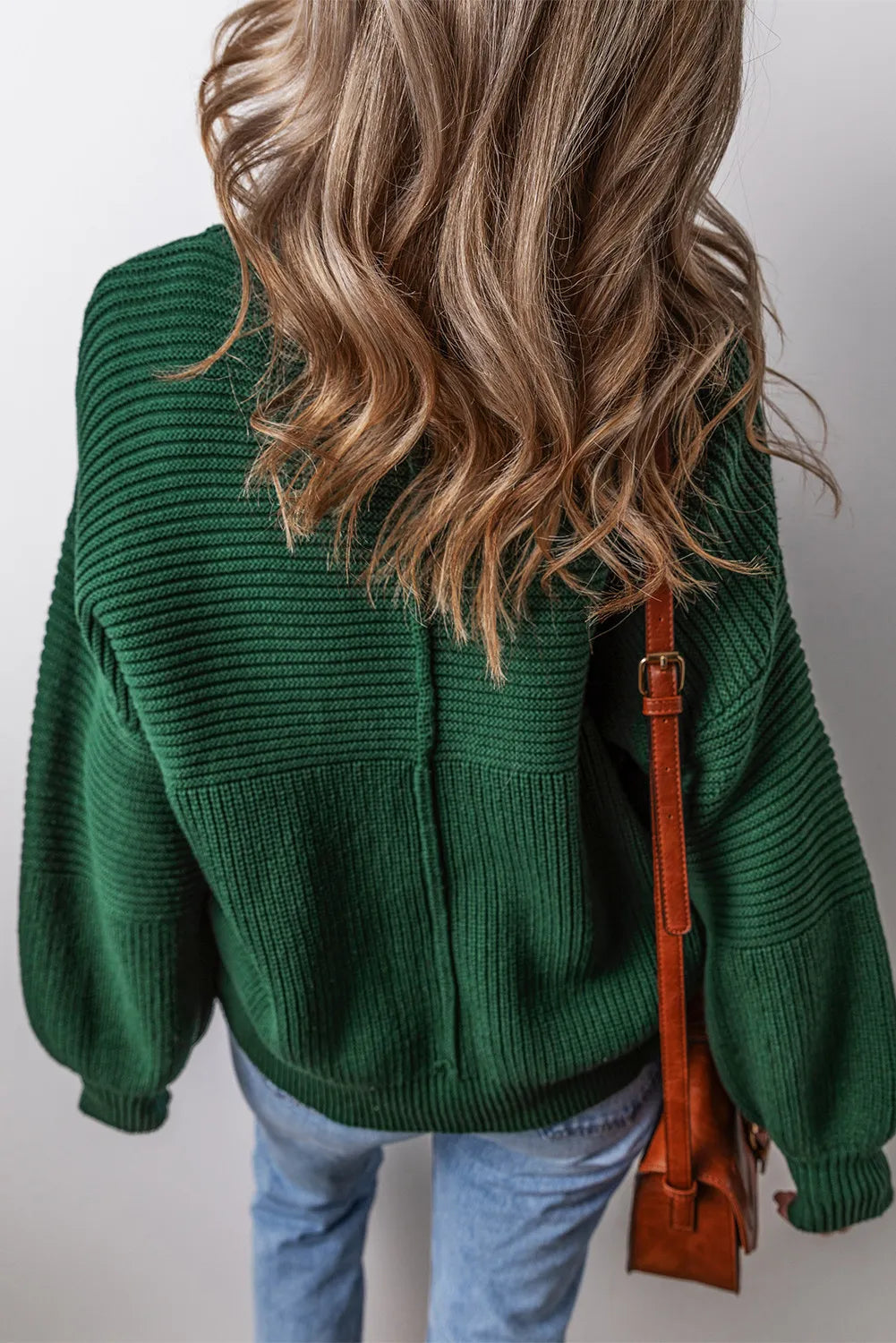 Round Neck Dropped Shoulder Sweater Trendsi