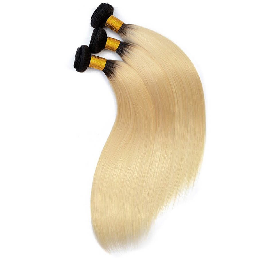 T1b/613 Ombre Blonde Brazilian Virgin Straight Hair 3 Bundles Unprocessed 100% Humanm Hiar Weave Extensions Hermosa Hair