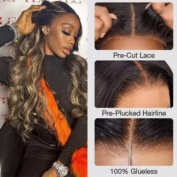 Blonde Highlight 8*5 Pre Cut HD Lace Closure Wigs #P1B/27 Color Glueless Ready & Go Wig hermosahair