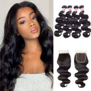 Peruvian Body Wave 4 Bundles with 4*4 Closure Soft Unprocessed Virgin Human Hair hermosahair