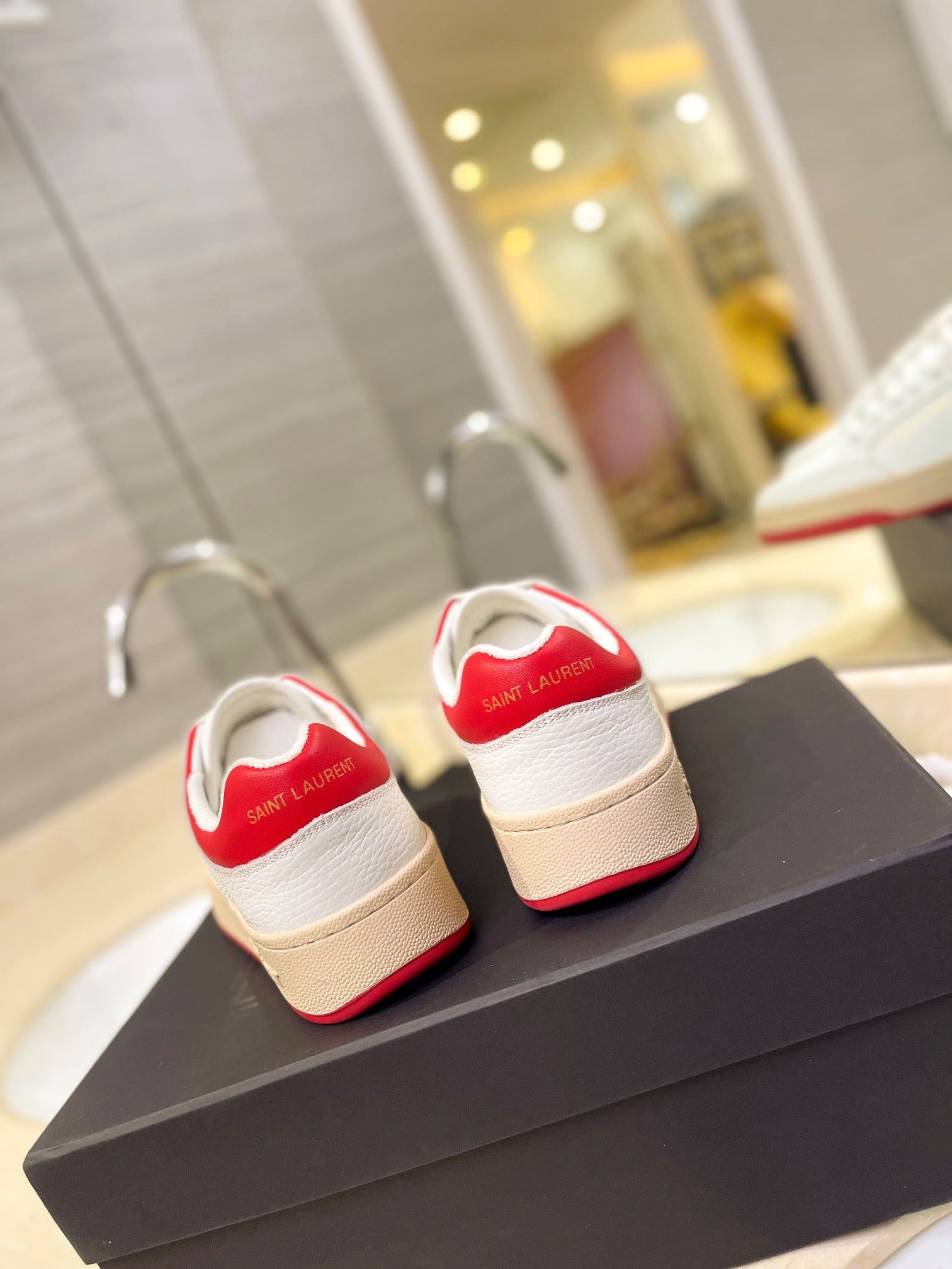 VSL White and Red Leather Sneakers-171