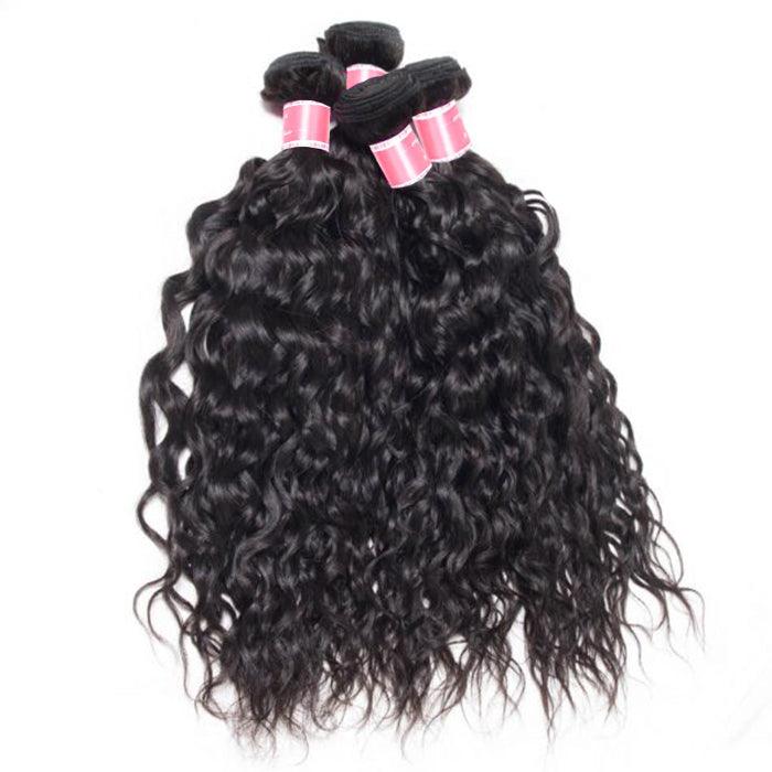 Peruvian Water Wave 4 Bundles with 4*4 Closure Soft Unprocessed Virgin Human Hair hermosahair