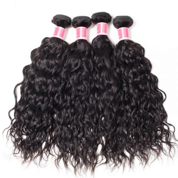 Peruvian Water Wave 4 Bundles with 4*4 Closure Soft Unprocessed Virgin Human Hair hermosahair