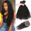 Peruvian Curly Hair 3 Bundles With 4x4 Transparent Lace Closure Remy Hair Weave Hermosa Hair