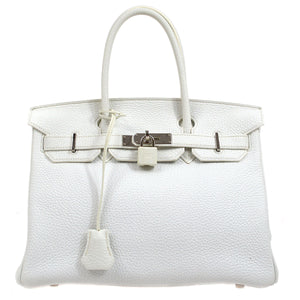 HERMES * BIRKIN 30 White Taurillon Clemence Kilta bags