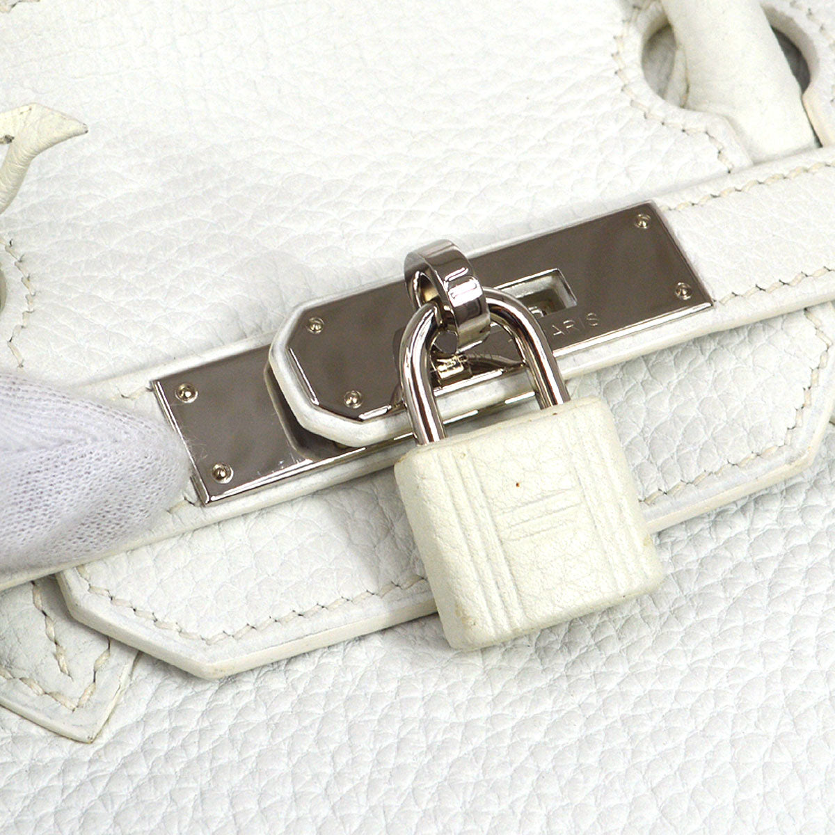 HERMES * BIRKIN 30 White Taurillon Clemence Kilta bags