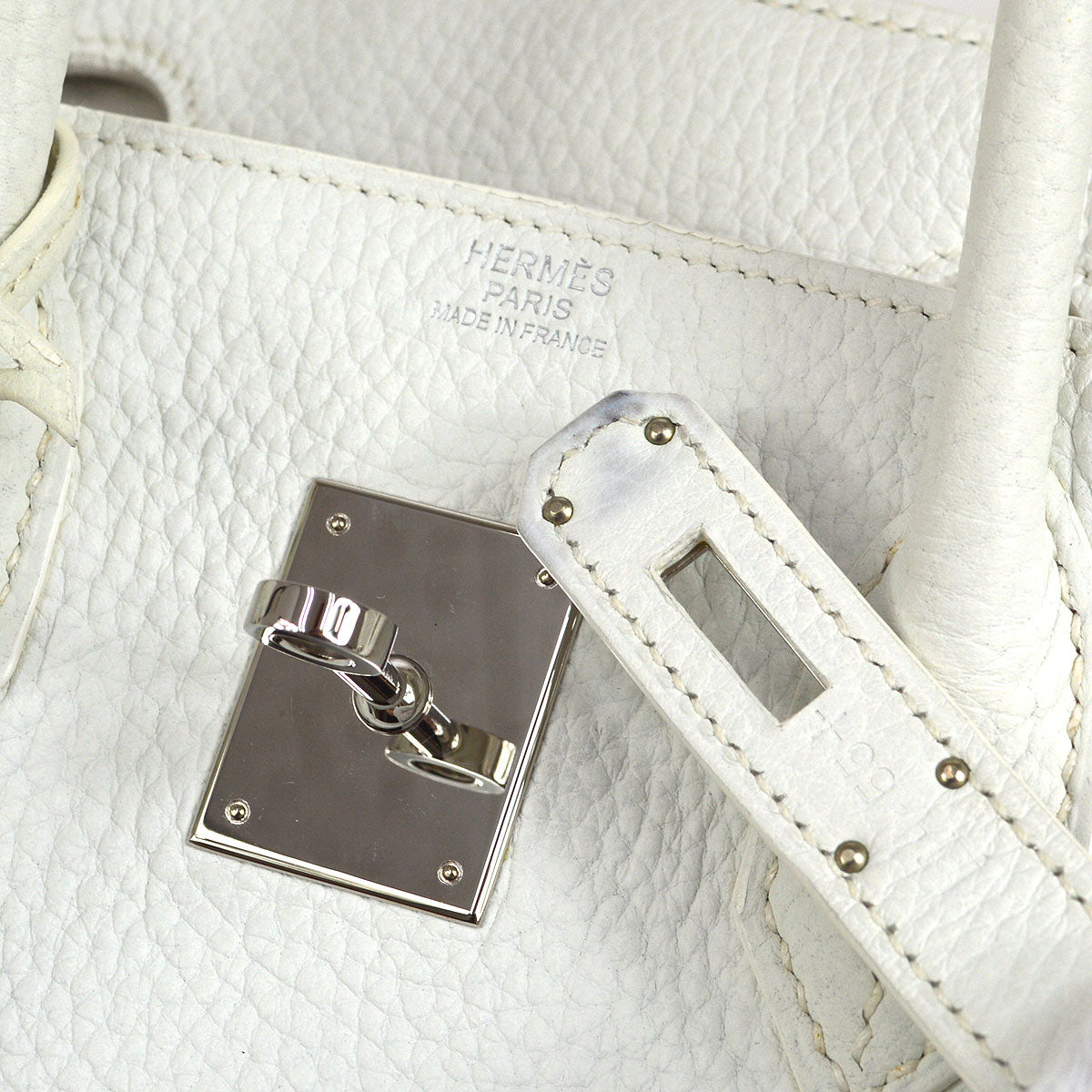 HERMES * BIRKIN 30 White Taurillon Clemence Kilta bags