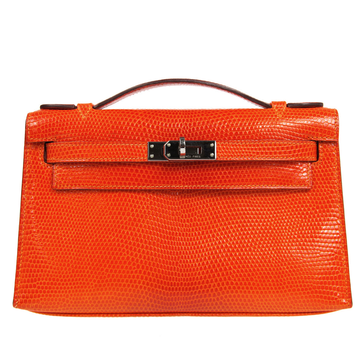 POCHETTE KELLY Handbag Orange Lizard Kilta bags