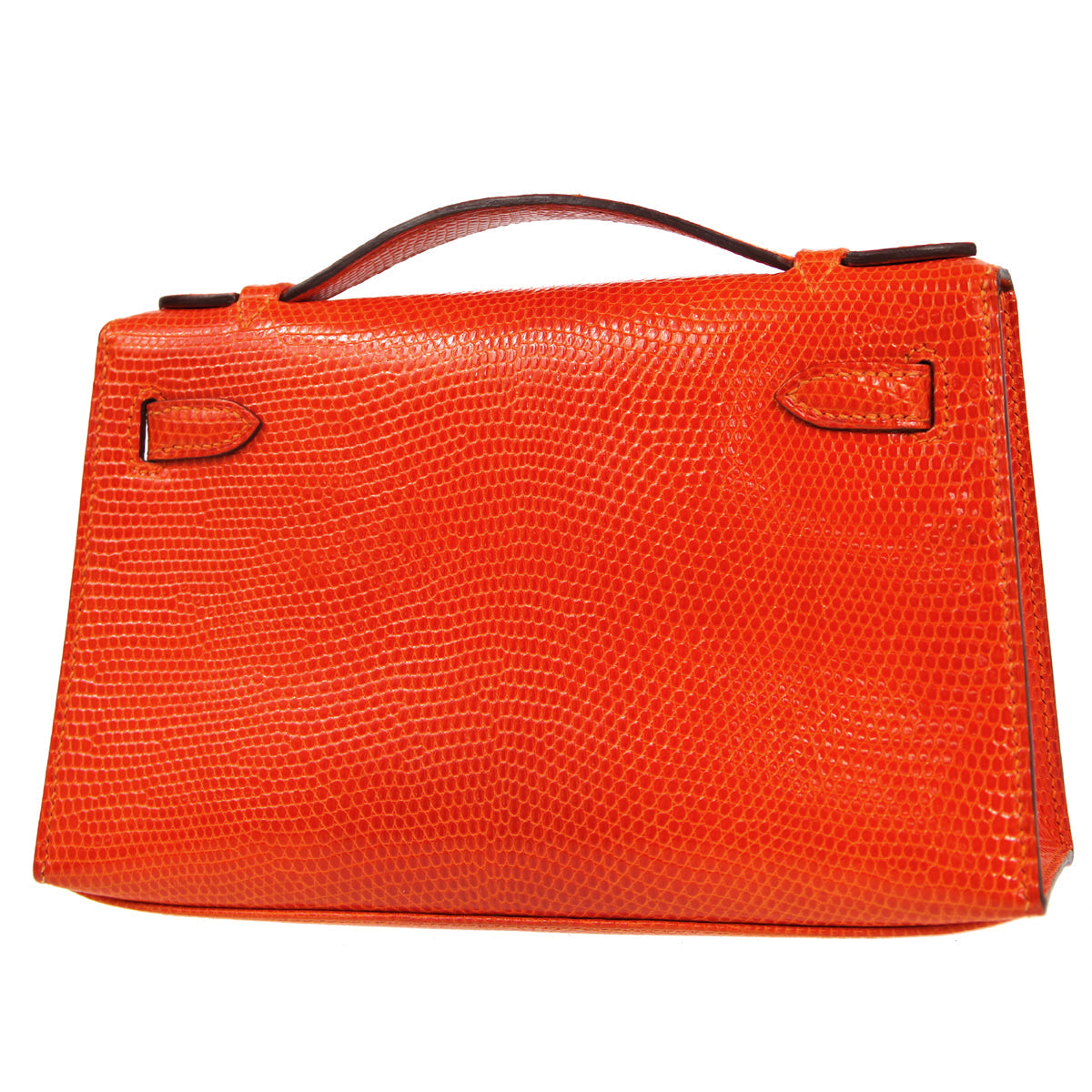 POCHETTE KELLY Handbag Orange Lizard Kilta bags