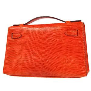 POCHETTE KELLY Handbag Orange Lizard Kilta bags