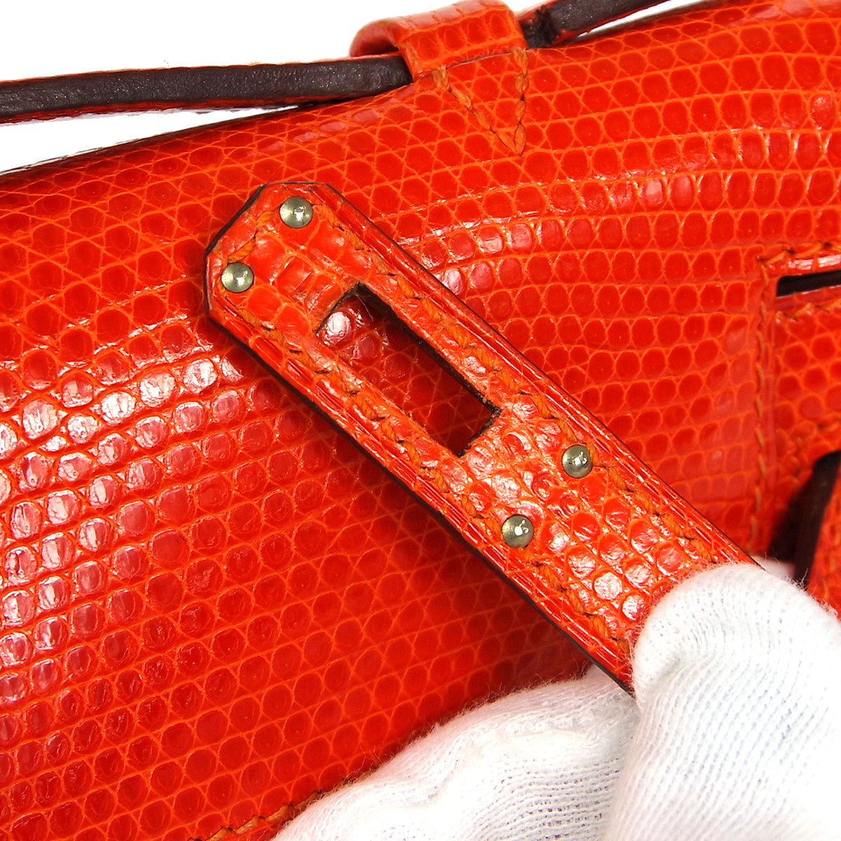 POCHETTE KELLY Handbag Orange Lizard Kilta bags