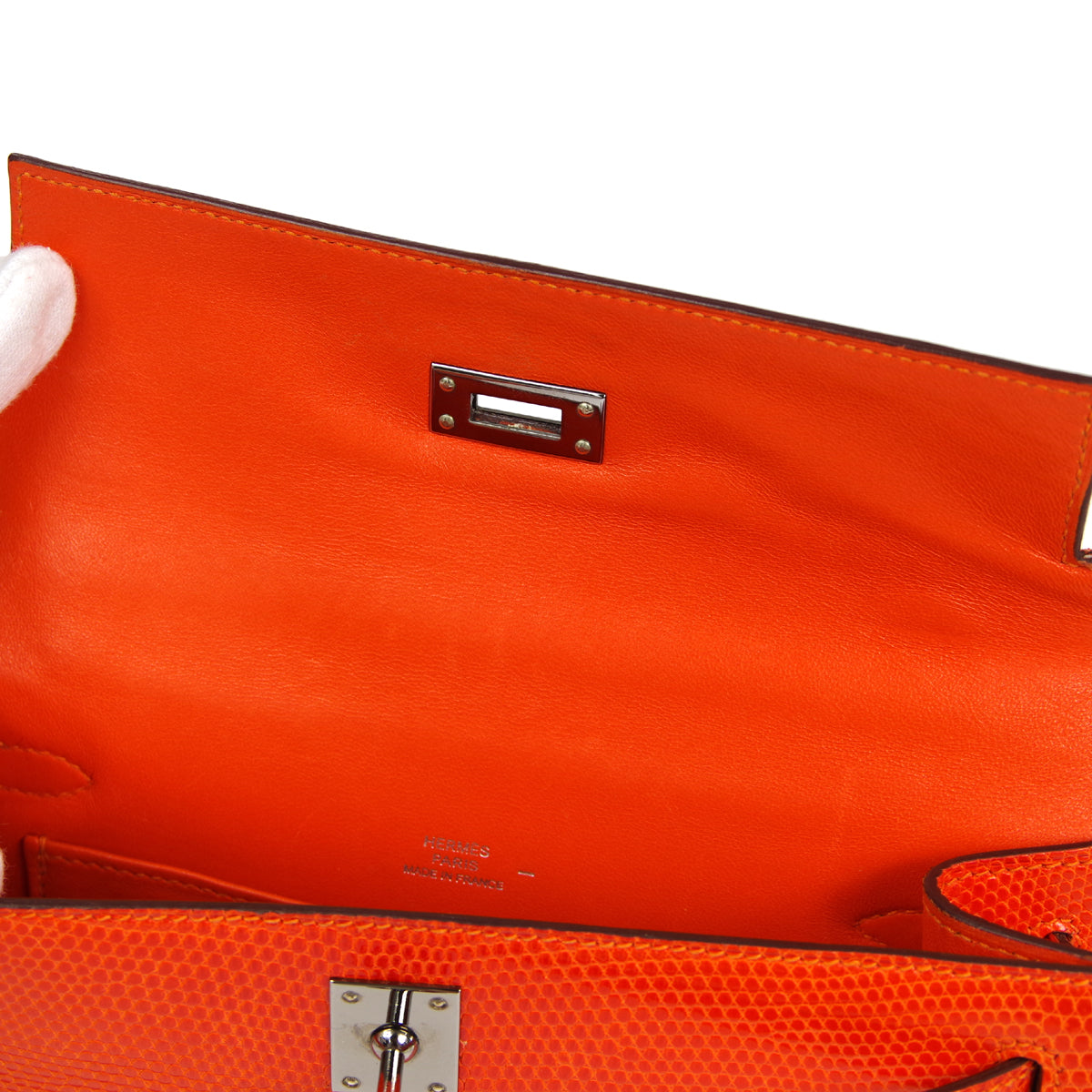 POCHETTE KELLY Handbag Orange Lizard Kilta bags