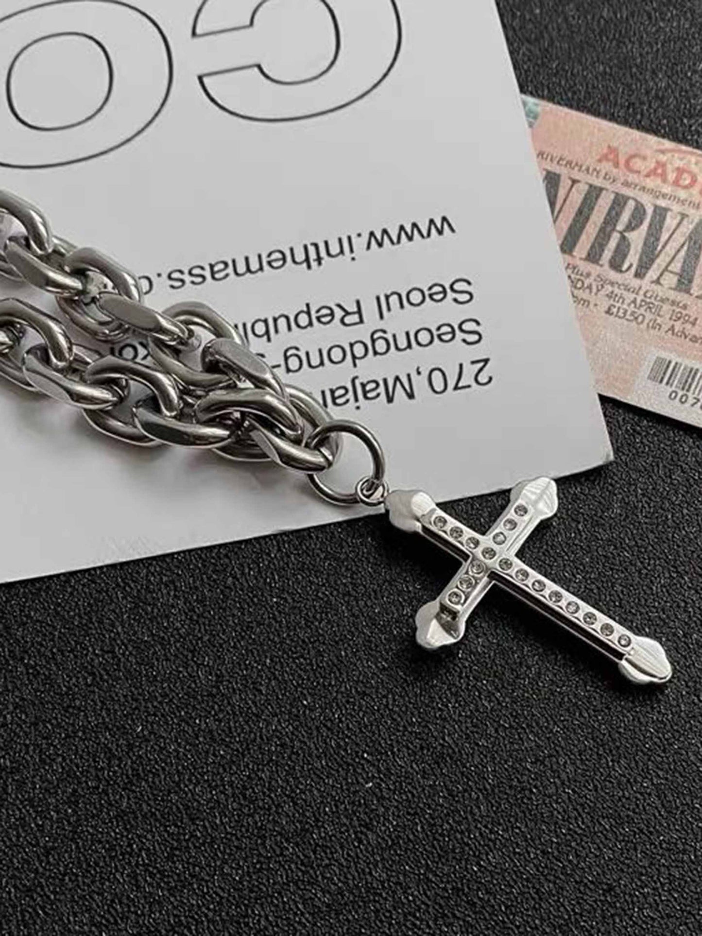 1984 Black Cross Necklace -1131