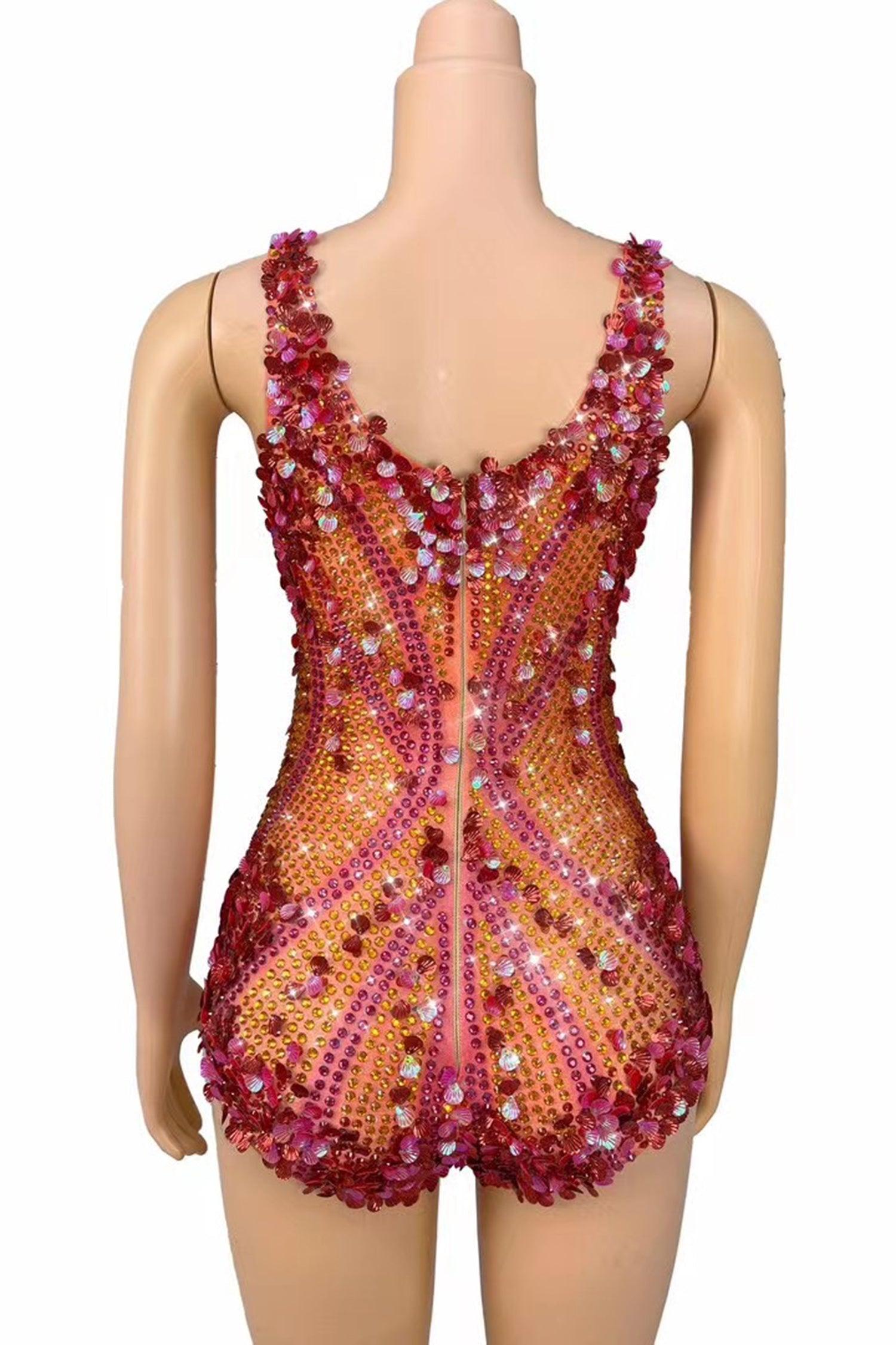 Pre-Sale Stamides Seashell and Rhinestone Concert Bodysuit Acmefun