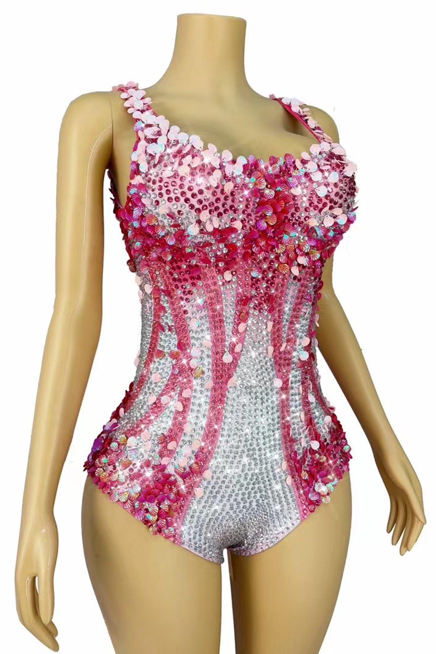 Pre-Sale Stamides Seashell and Rhinestone Concert Bodysuit Acmefun