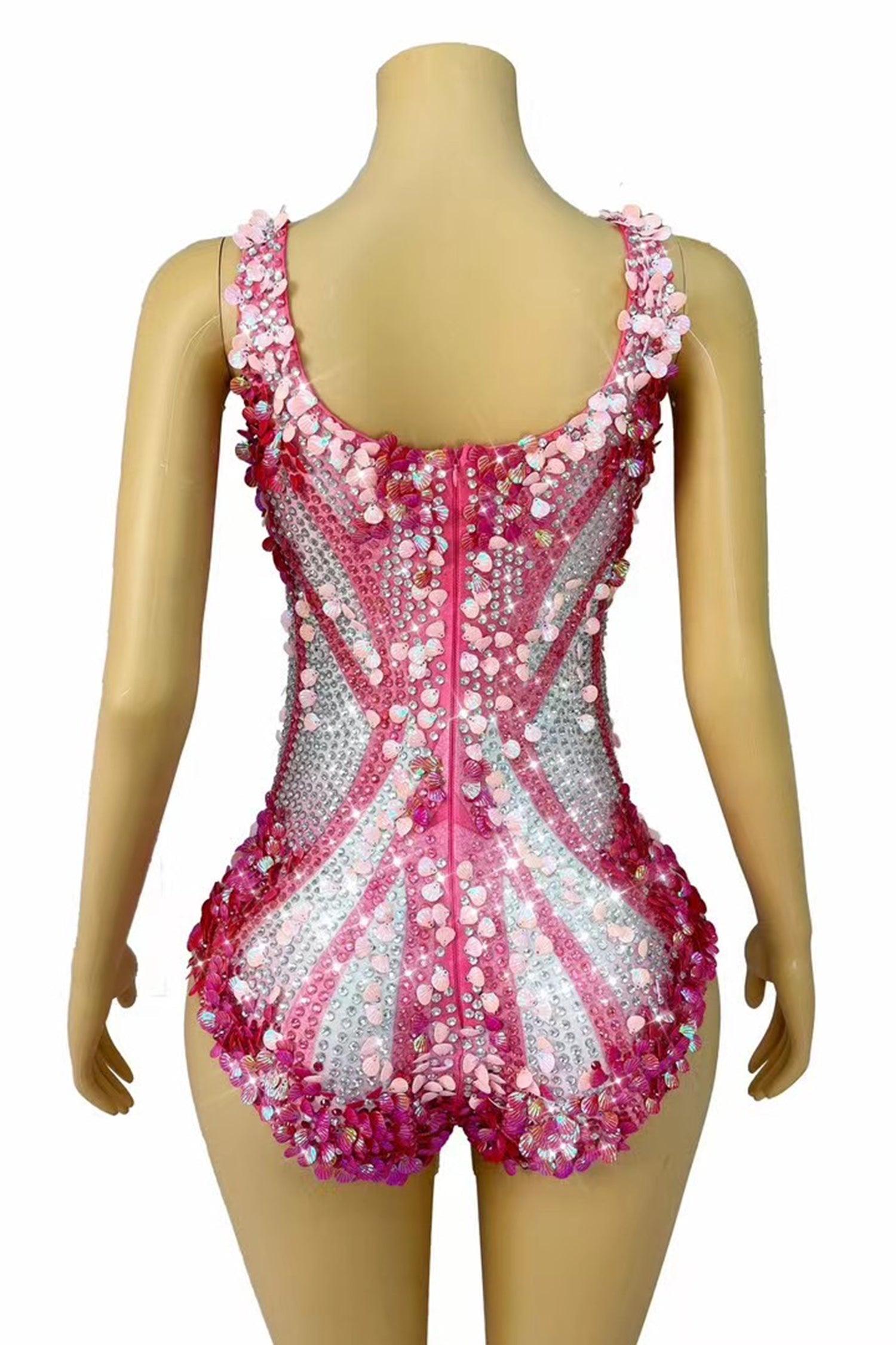 Pre-Sale Stamides Seashell and Rhinestone Concert Bodysuit Acmefun