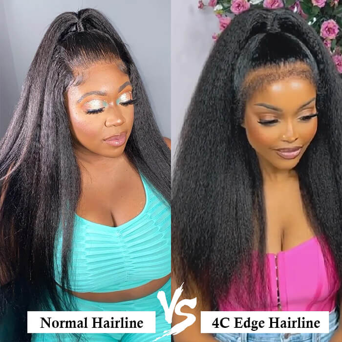 Kinky Straight 360 Lace Wig Pre Plucked 13x6 Hd Lace Front Human Hair Wig 180% Density Hermosa Hair