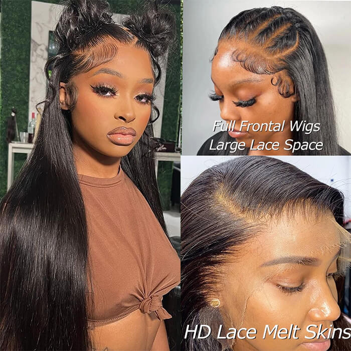 13x6 Full Lace Frontal Straight Wigs Human Hair Pre-Bleached Knots Pre-Plucked HD Lace Wig - 1984brand