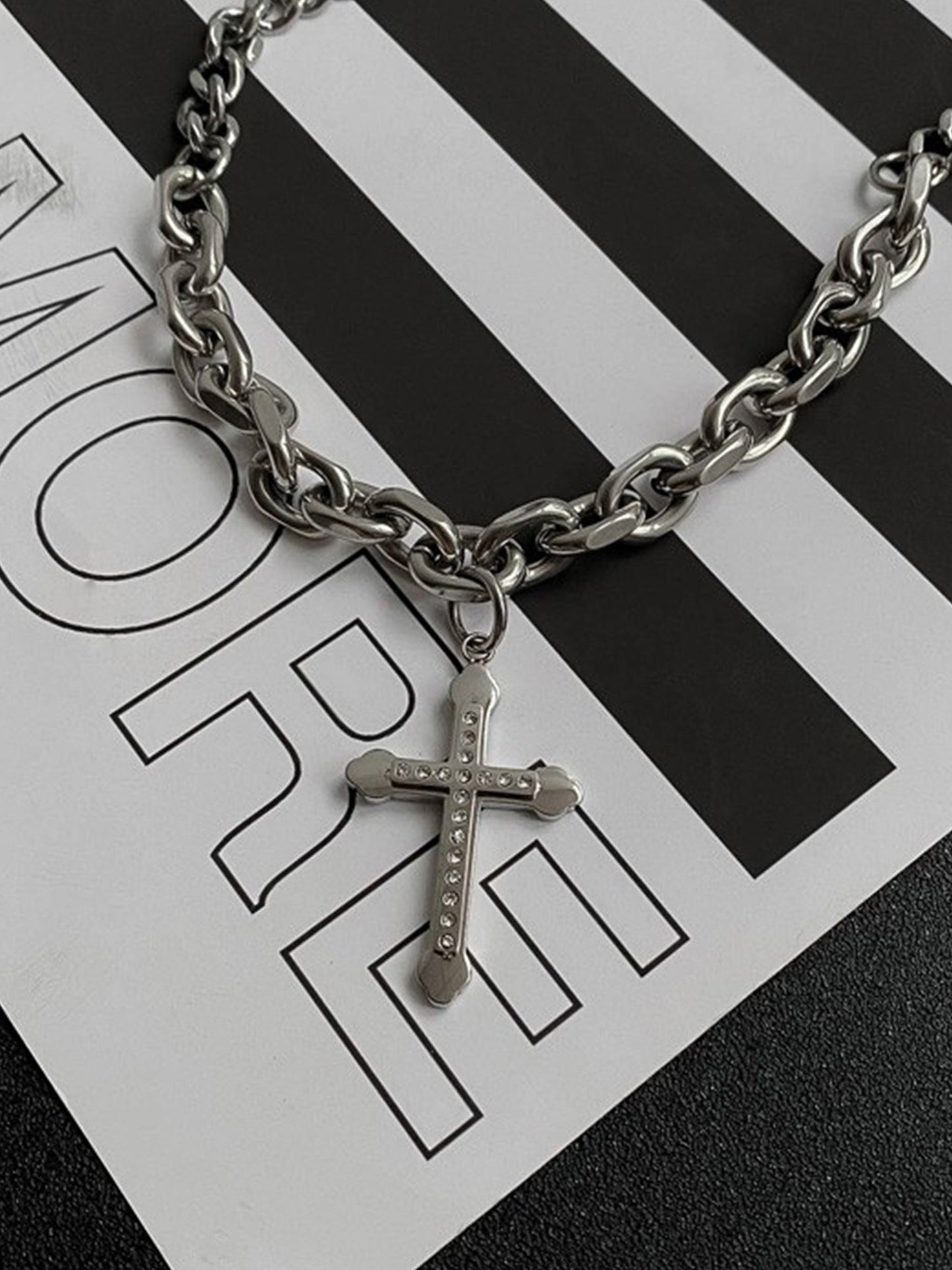 1984 Black Cross Necklace -1131