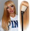 Honey Blonde Human Hair Wigs with Bangs 13x4 HD Lace Wig/Full Machine Made Wig With Bangs - 1984brand