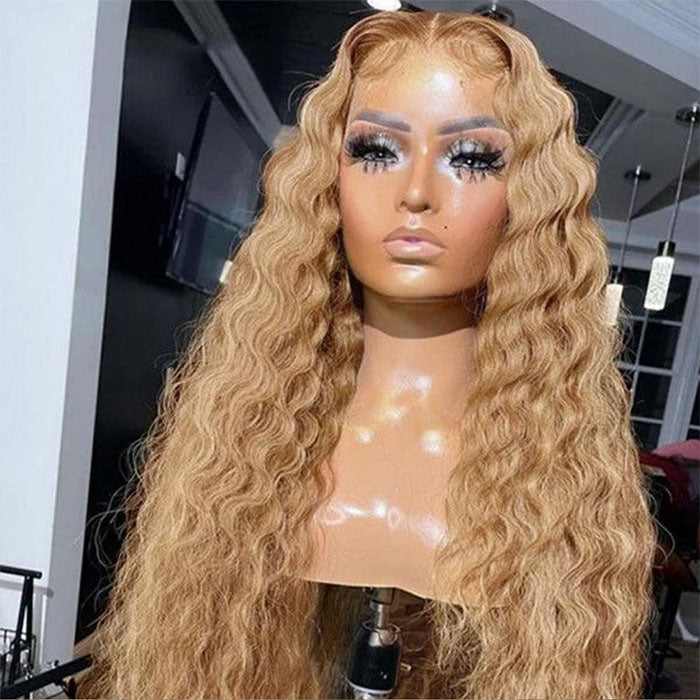 #27 Loose Deep Wave Honey Blonde Lace Front Wig Brazilian 13×4 13x6 Frontal HD Lace Wig - 1984brand