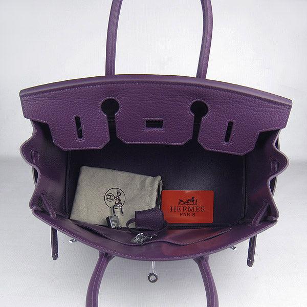 Birkin 30cm Togo Leather Handbags Purple Silver Kilta bags