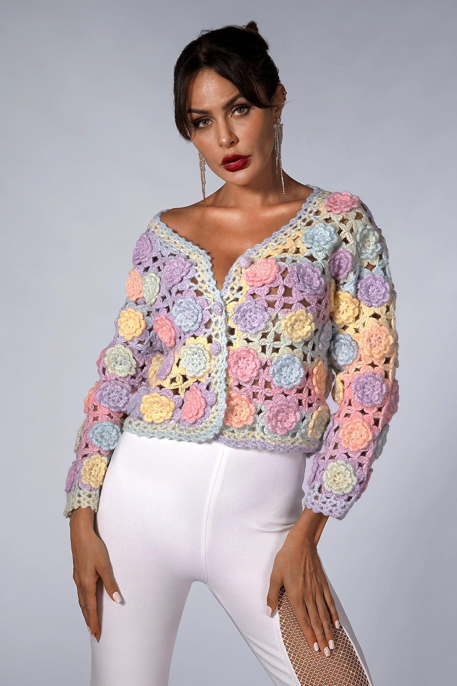 Camrynn Floral Crochet Sweater