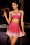 Pre-Sale Margeta Rhinestone Ombre Glitter 3 Piece Skirt Set Acmefun