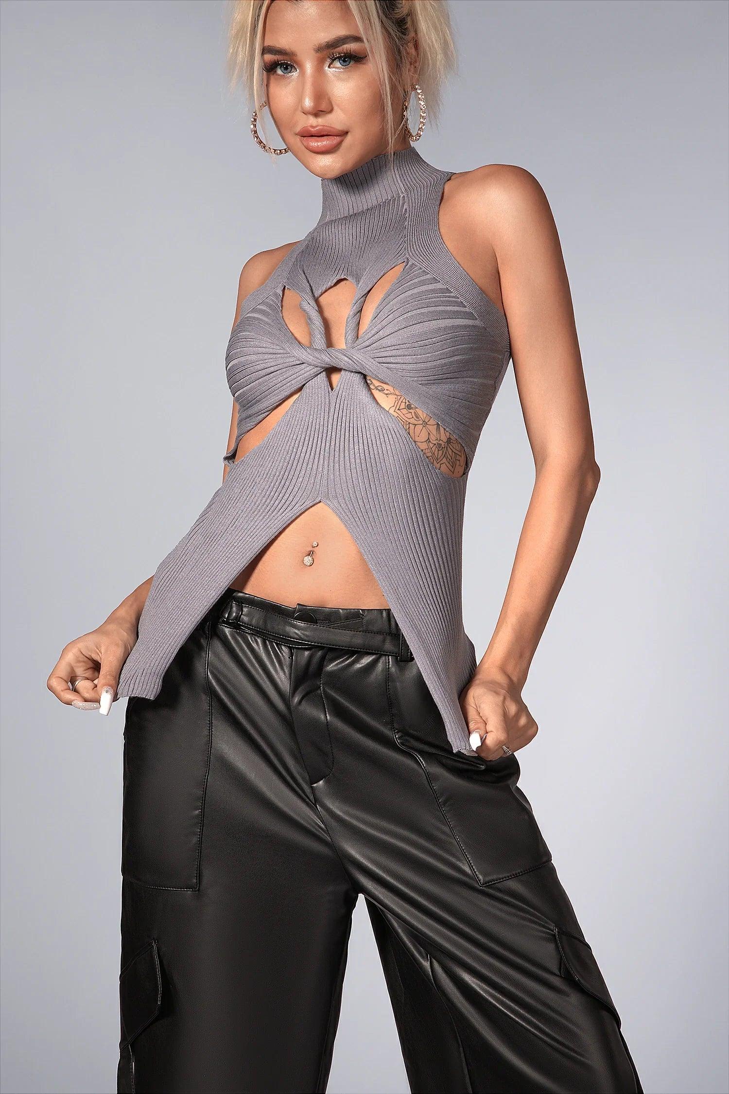 Alyzah Irregularly Cutout Knit Top