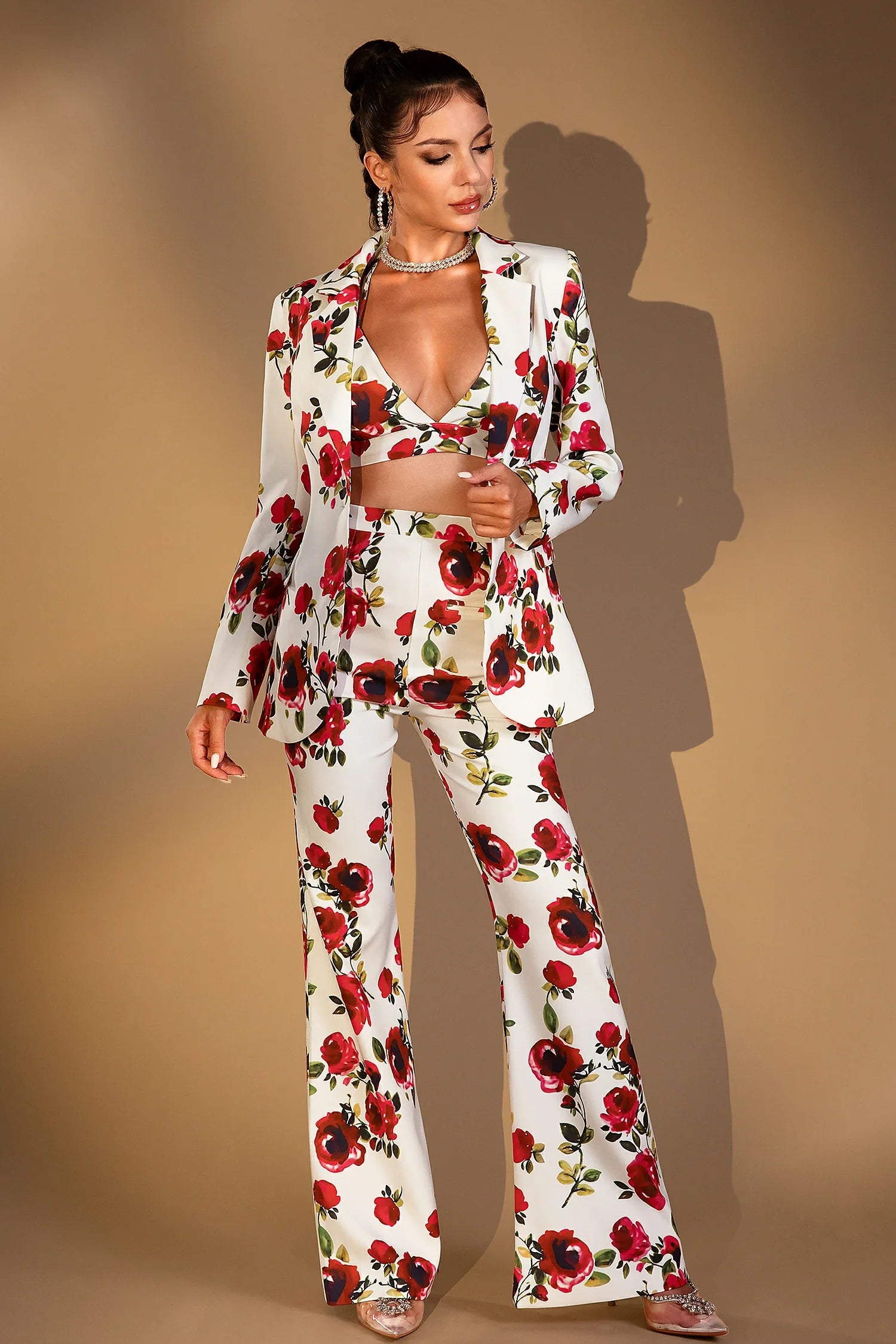 Danaja Floral Pantsuit 3 Piece Ensemble