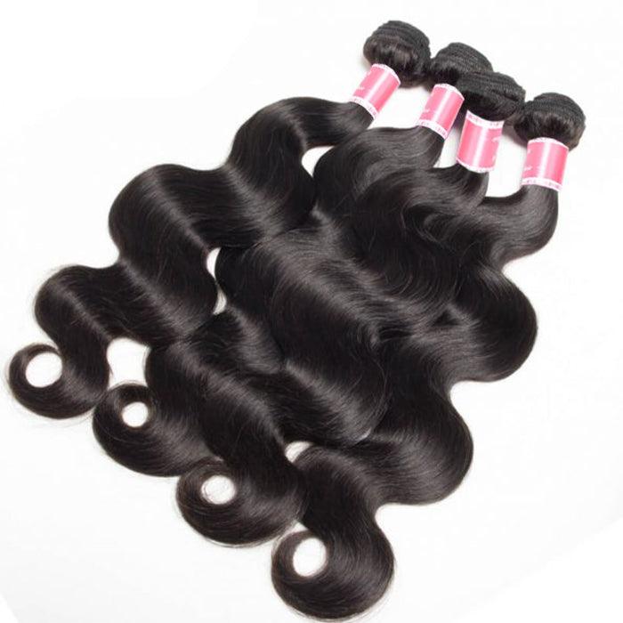 Malaysian Body Wave 4 Bundles With 13X4 Ear To Ear Lace Frontal Natural Color hermosahair