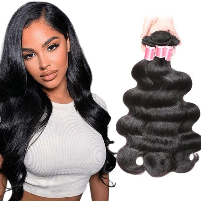 Malaysian Body Wave 3/4 Bundle Deals Unprocessed Virgin Human Hair Bundles Natural Black Color hermosahair