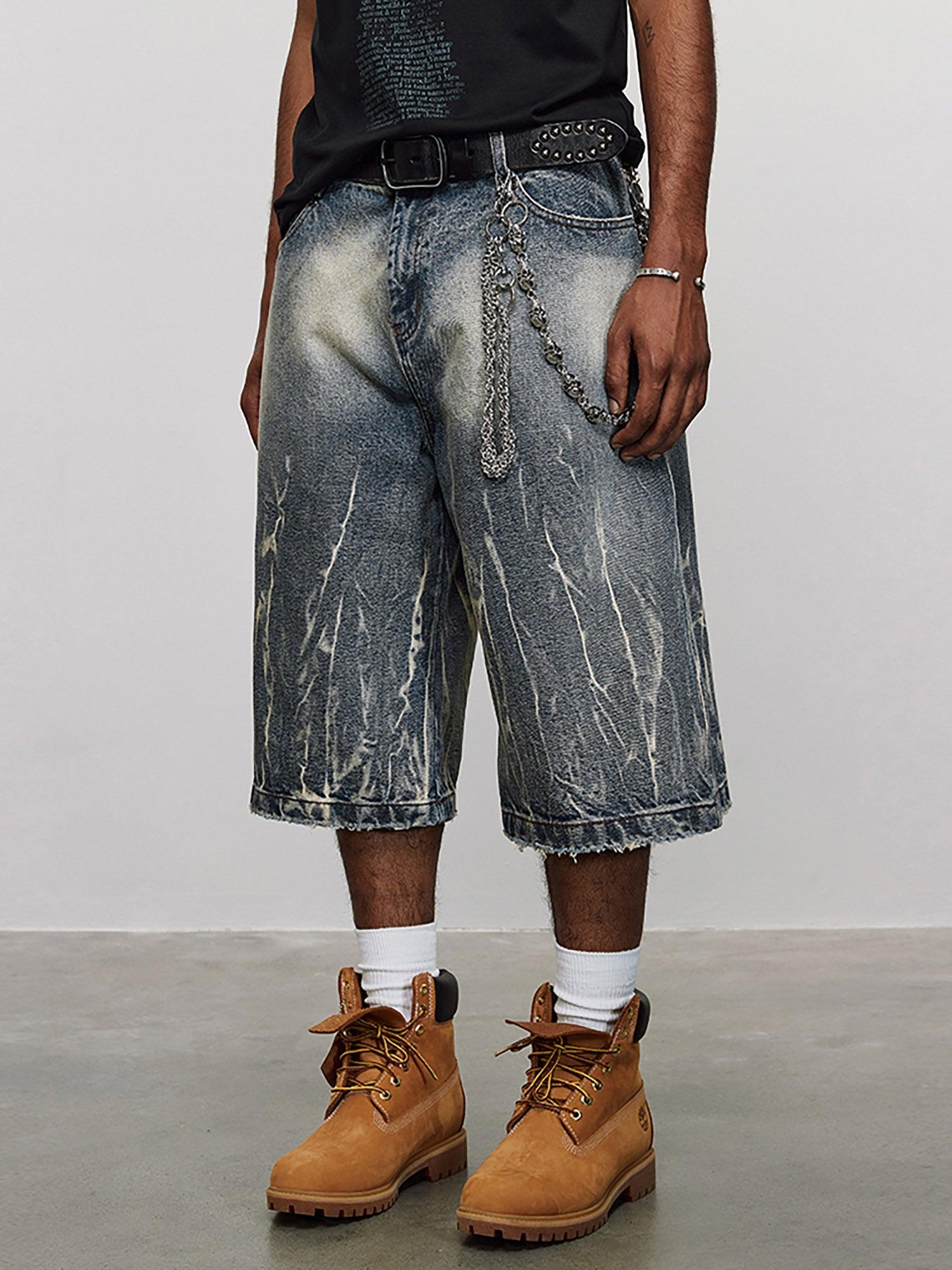 1984 Lightning Pattern Denim Hip-hop Jorts