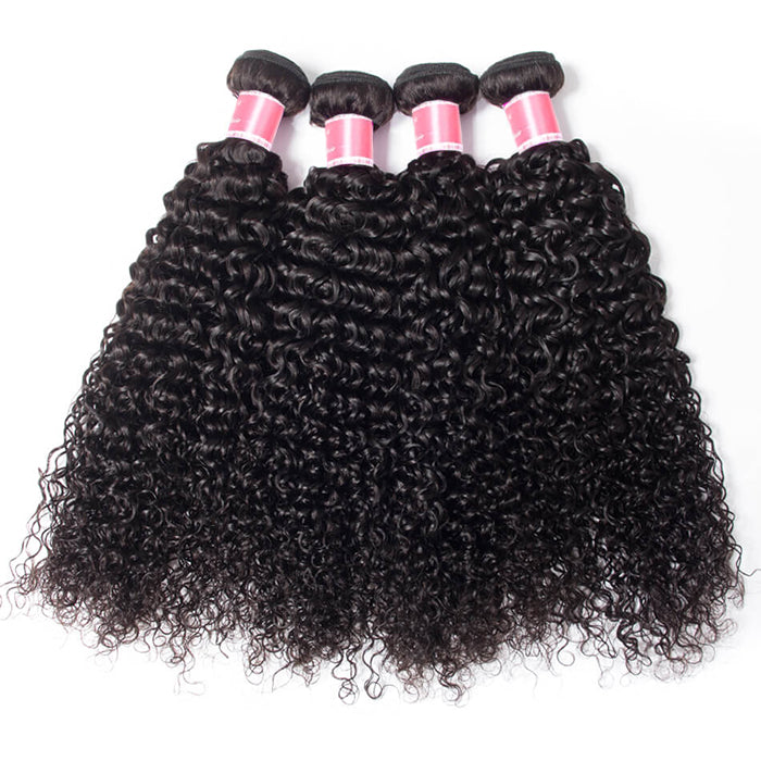 Peruvian Curly Hair 4 Bundles With 13x4 Lace Frontal 10A Virgin Human Hair Bundles With Frontal Deal hermosahair