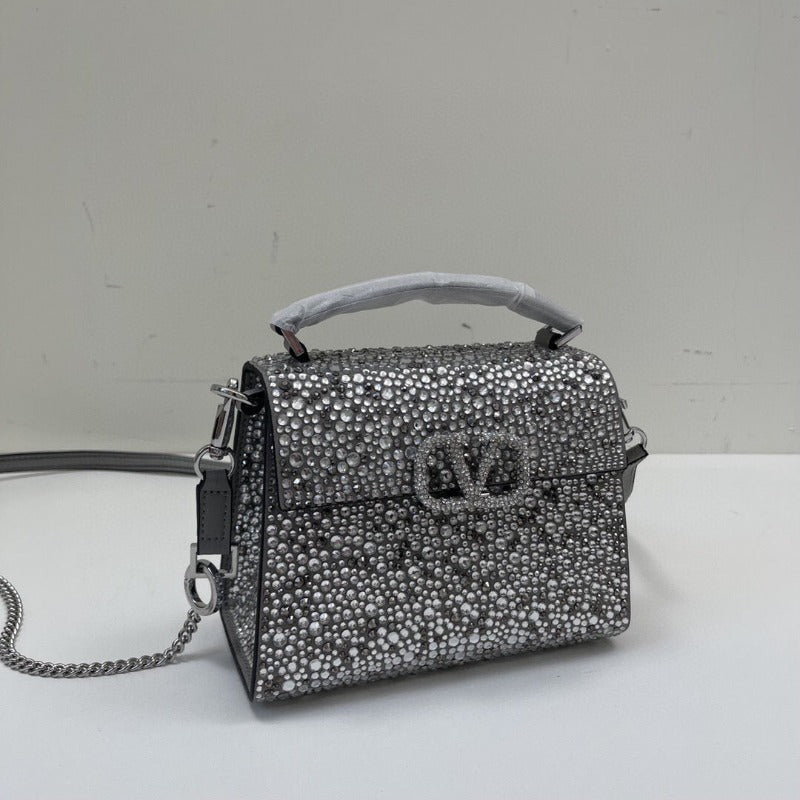 1984 - Crystal Mini Sequin Top Handle Bag Silver