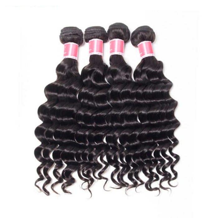 Malaysian Loose Deep Wave 4 Bundles With 13X4 Ear To Ear Lace Frontal Natural Color hermosahair