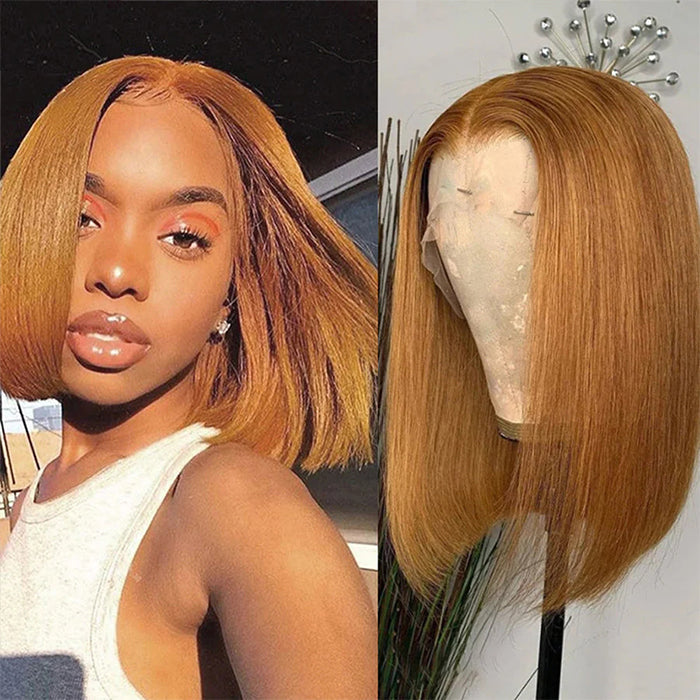 #30 Light Brown Short Straight Bob 13x4/4x4 Lace Wig 100% Human Virgin Hair - 1984brand