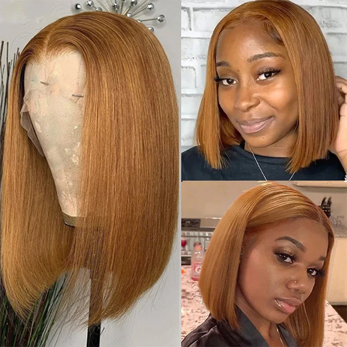 #30 Light Brown Short Straight Bob 13x4/4x4 Lace Wig 100% Human Virgin Hair - 1984brand