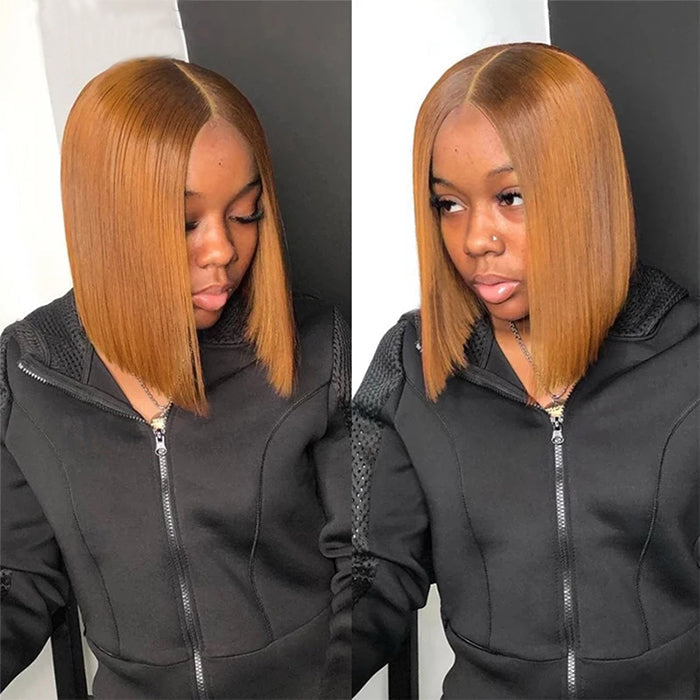 #30 Light Brown Short Straight Bob 13x4/4x4 Lace Wig 100% Human Virgin Hair - 1984brand