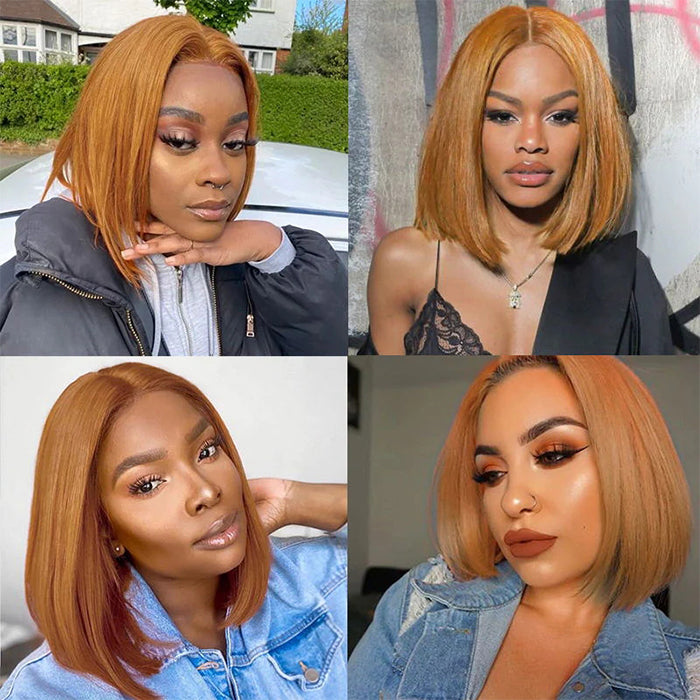 #30 Light Brown Short Straight Bob 13x4/4x4 Lace Wig 100% Human Virgin Hair - 1984brand