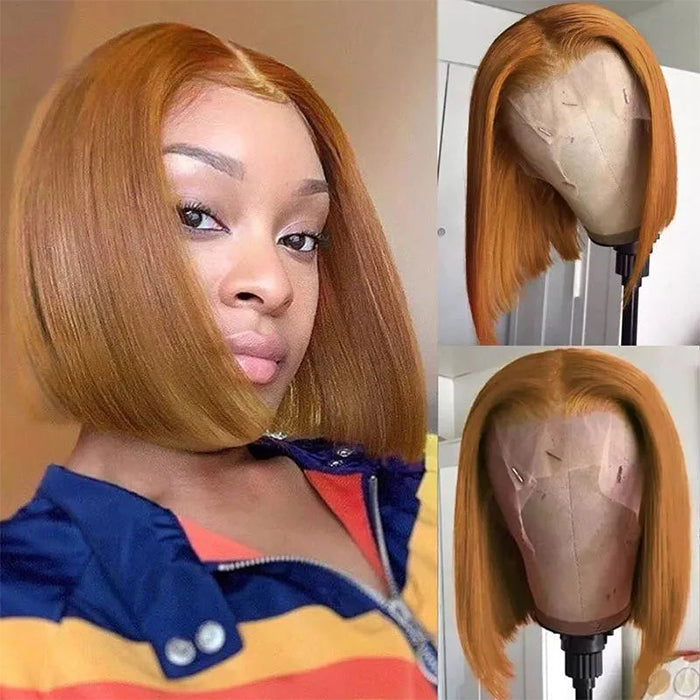 #30 Light Brown Short Straight Bob 13x4/4x4 Lace Wig 100% Human Virgin Hair - 1984brand