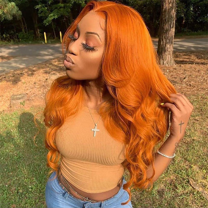 Orange Ginger  13X6 HD Lace Front Human Hair Wigs With Baby Hair Lace Wigs for Women Hermosa Hair