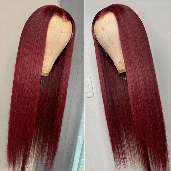 99J Burgundy 13x4 HD Lace Front Pre Plucked Colored Human Hair Wigs Hermosa Hair