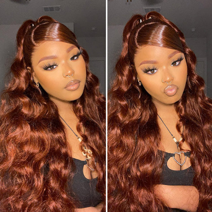 Reddish Brown Color 360 Lace Frontal Wigs Glueless HD Lace Human Hair Wigs - 1984brand