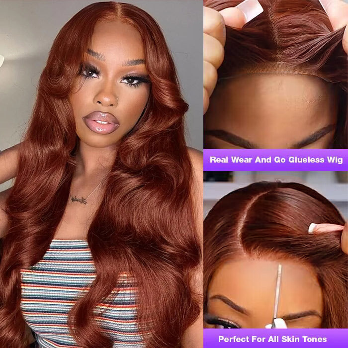 Reddish Brown Color Glueless Pre Cut HD Lace Closure Wigs Ready & Go Wig - 1984brand