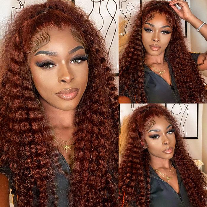 #33 Auburn Color Deep Wave 13x4/4x4 HD Lace Front Human Hair Wigs For Women High Quality Wigs - 1984brand